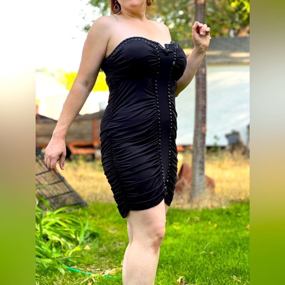 Black, Strapless Cocktail Dress, Size L